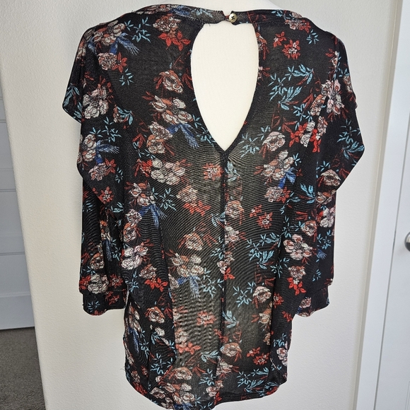 NWT!!! FREE PEOPLE Dock Side Black Comb FLORAL Blouse, Size Small - Picture 4 of 9